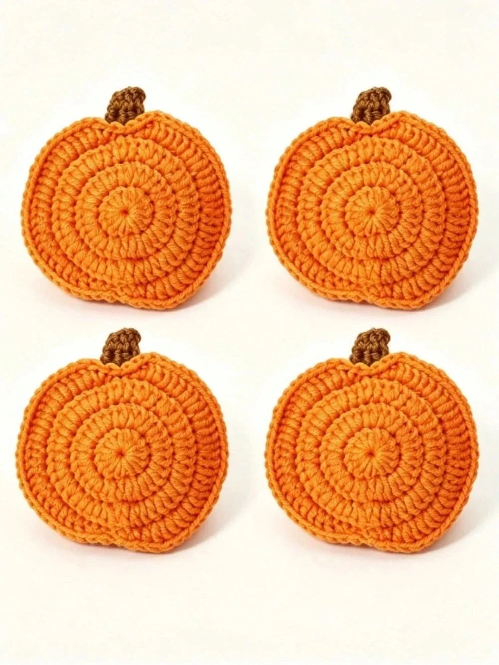 Handmade Crochet Soft Pumpkin 🎃 Coasters (Set of 4)